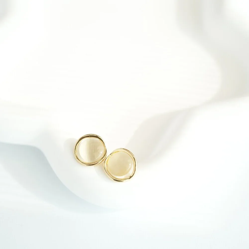 Round Opal Studs - Picture 1 of 2